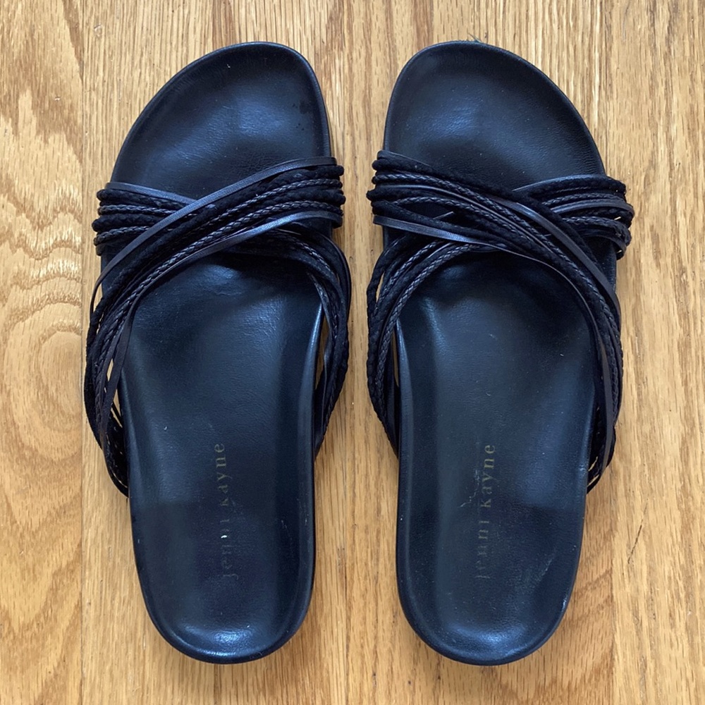 Crossover Jenni Kayne Braided Leather Sandal Slides size 38. Made in Italy.